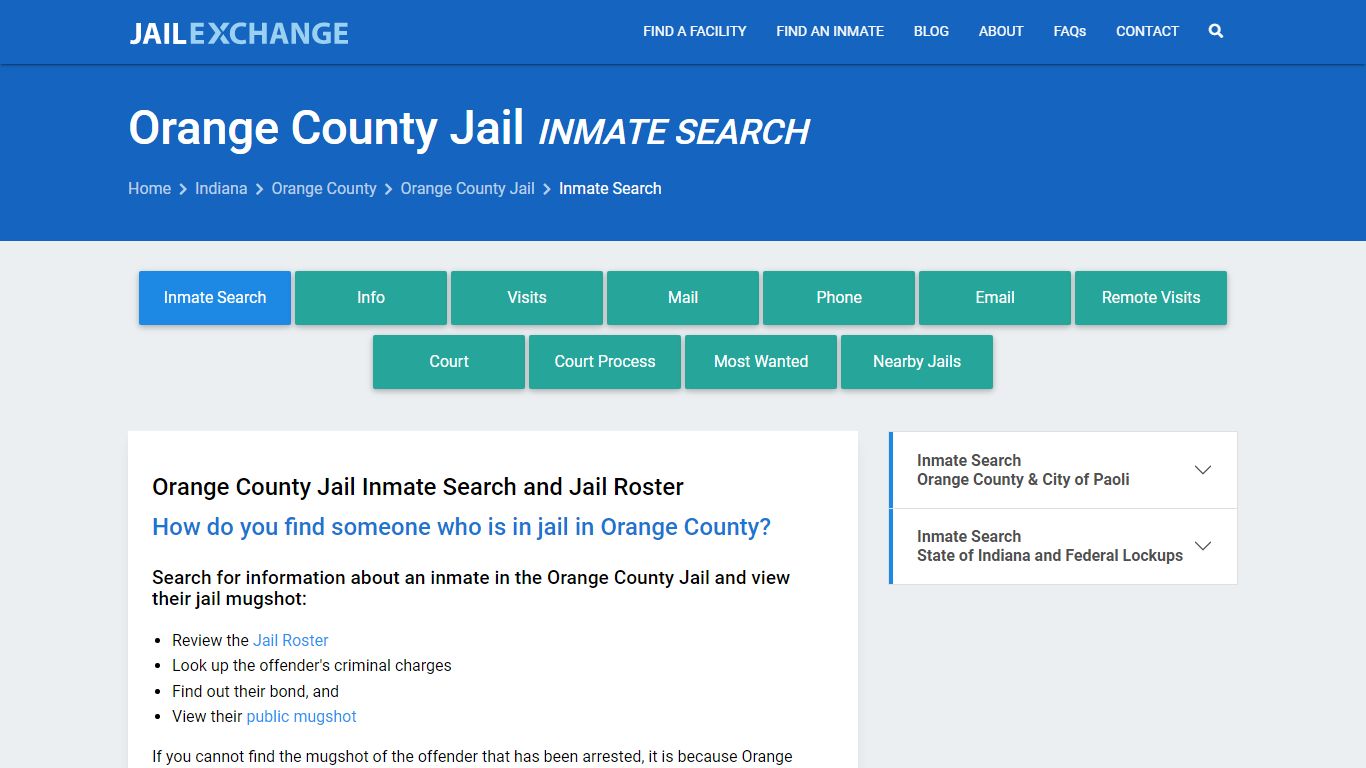Inmate Search: Roster & Mugshots - Orange County Jail, IN - Jail Exchange
