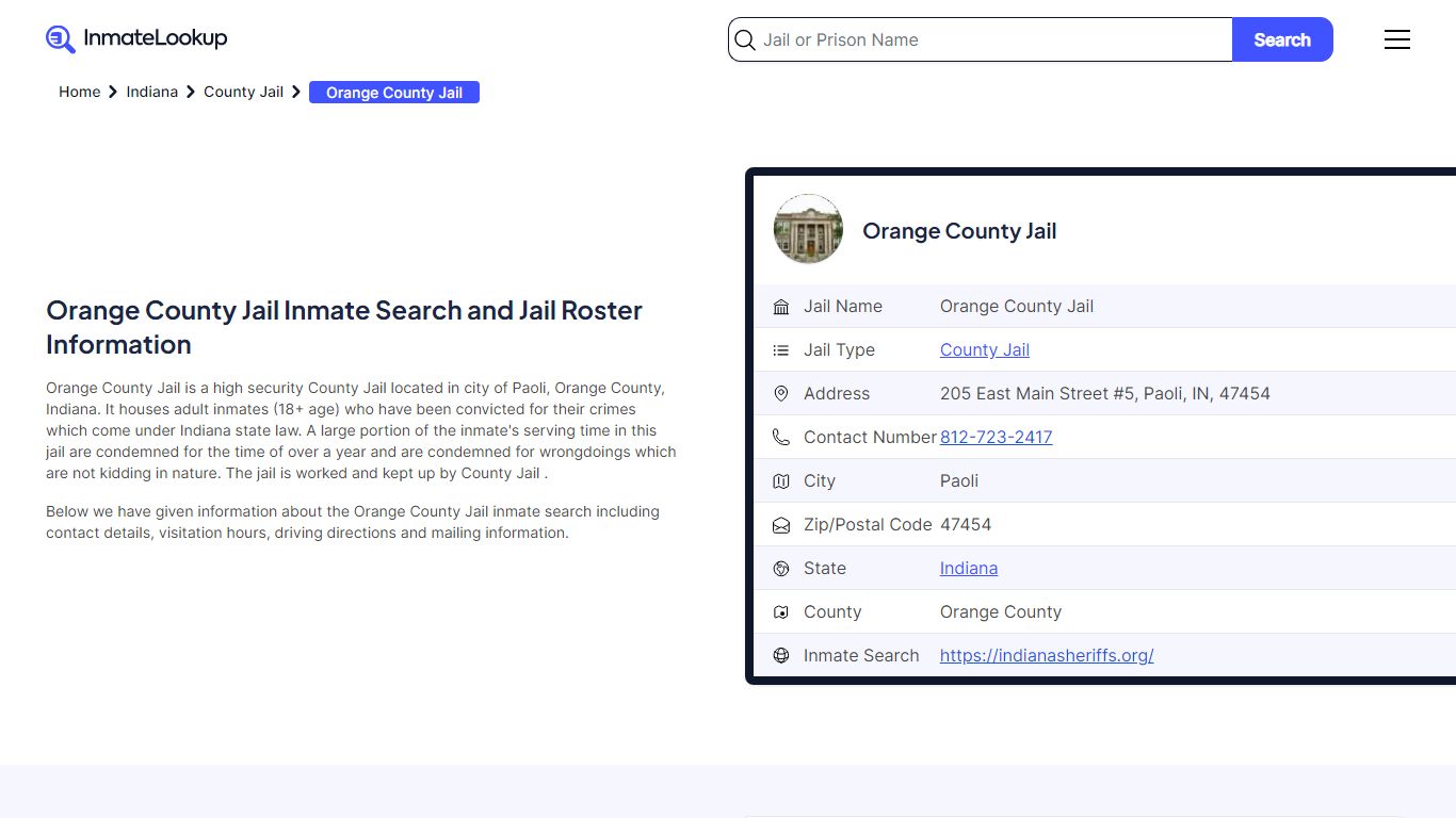 Orange County Jail Inmate Search and Jail Roster Information