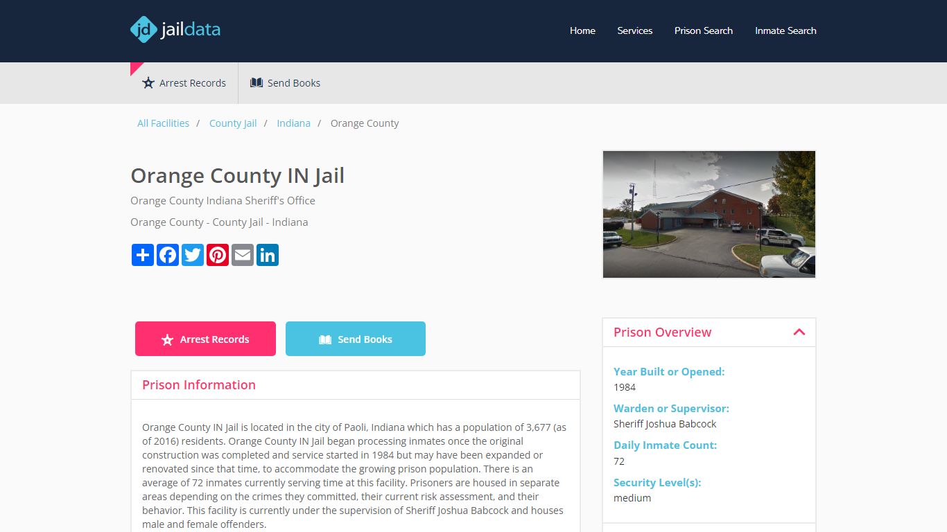 Orange County IN Jail Inmate Search and Prisoner Info - Paoli, IN